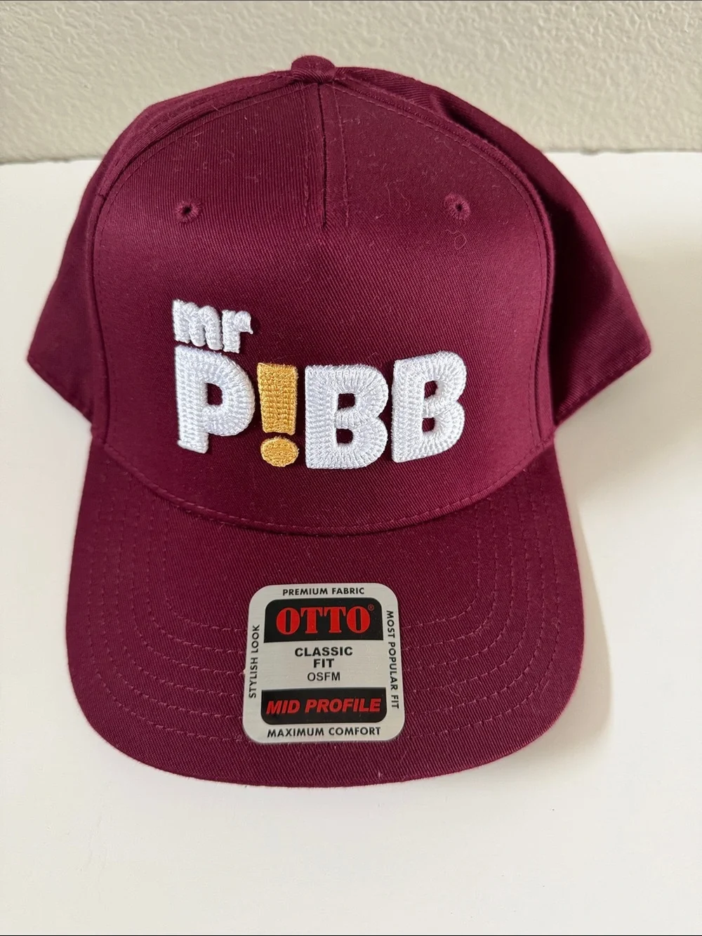 NEW OTTO Maroon mr PIBB Snapback Cap Baseball Hat Embroidery One Size Adjustable